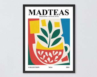 Framed Poster Inspired by Matisse, Matte Paper Print, Original Design MadTeas Series #6