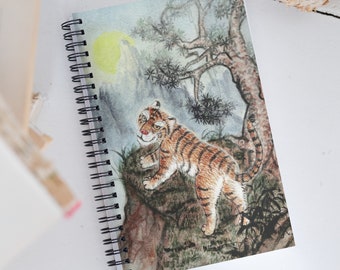 Spiral notebook Tiger Journal, Dotted Work Book, Dairy