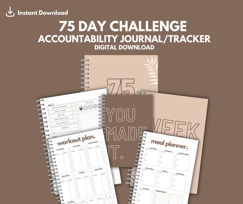 The 75 Day Soft or Hard Challenge Accountability Journal Tracker image 1