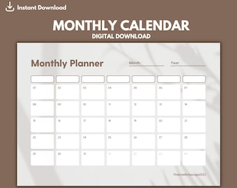 Monthly Fitness Calendar Tracker - 4 Styles - Digital Download