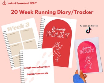 Digital or Printable Running Diary | 20 Week Running Planner/Tracker