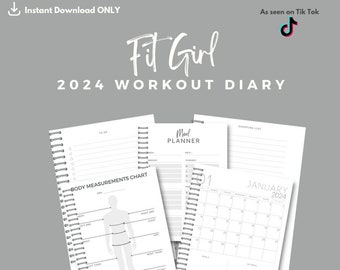 2024 Fit Girl Workout Diary Digital Planner