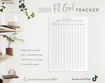 2024 Fit Girl Wall Habit Tracker