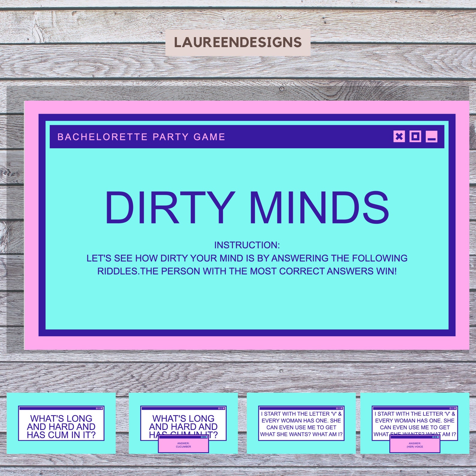 Dirty Minds Game. Bridal Shower Games. Printable Games. Wedding Shower