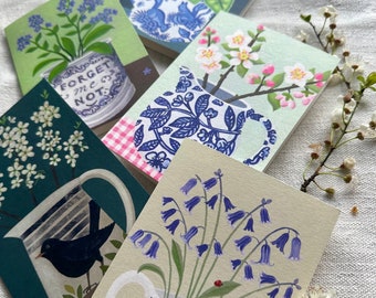Woodland Walks Set of 6 Cards - Floral greeting cards, spring flowers, birthdays.