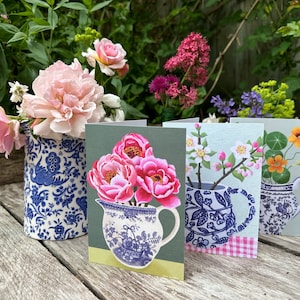 Set da collezione di 12 cartoline vintage, biglietti d'auguri, biglietti d'arte, biglietti per appunti, biglietti fatti a mano, regali per lei, fiori, biglietti d'auguri