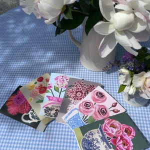 Fleurs d'été - Cartes de voeux d'artiste florale par Susie Hamilton, belles cartes de correspondance florales, cartes de fleurs, ensemble de voeux botaniques pour cadeaux