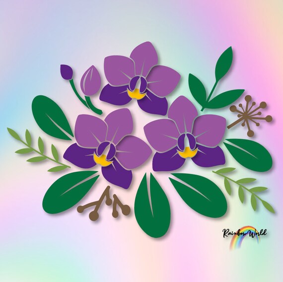 Download Orchid Svg Pdf Png Jpg Dxf Eps Flower Orchid Clipart Orchid Etsy PSD Mockup Templates
