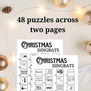 Christmas Party Quiz Dingbats Printable Downloadable Xmas Puzzle Photo Picture Round Adult Game Holiday image 2