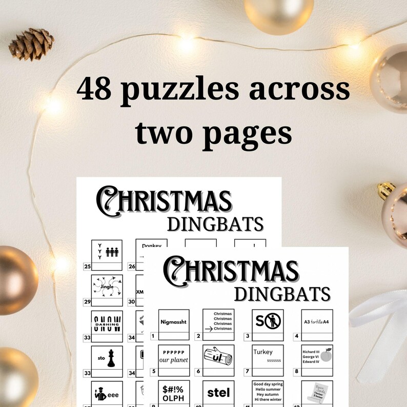 Christmas Party Quiz Dingbats Printable Downloadable Xmas Puzzle Photo Picture Round Adult Game Holiday image 2