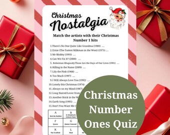 Christmas Music Game UK Number 1s Ones Downloadable Printable Adult Game