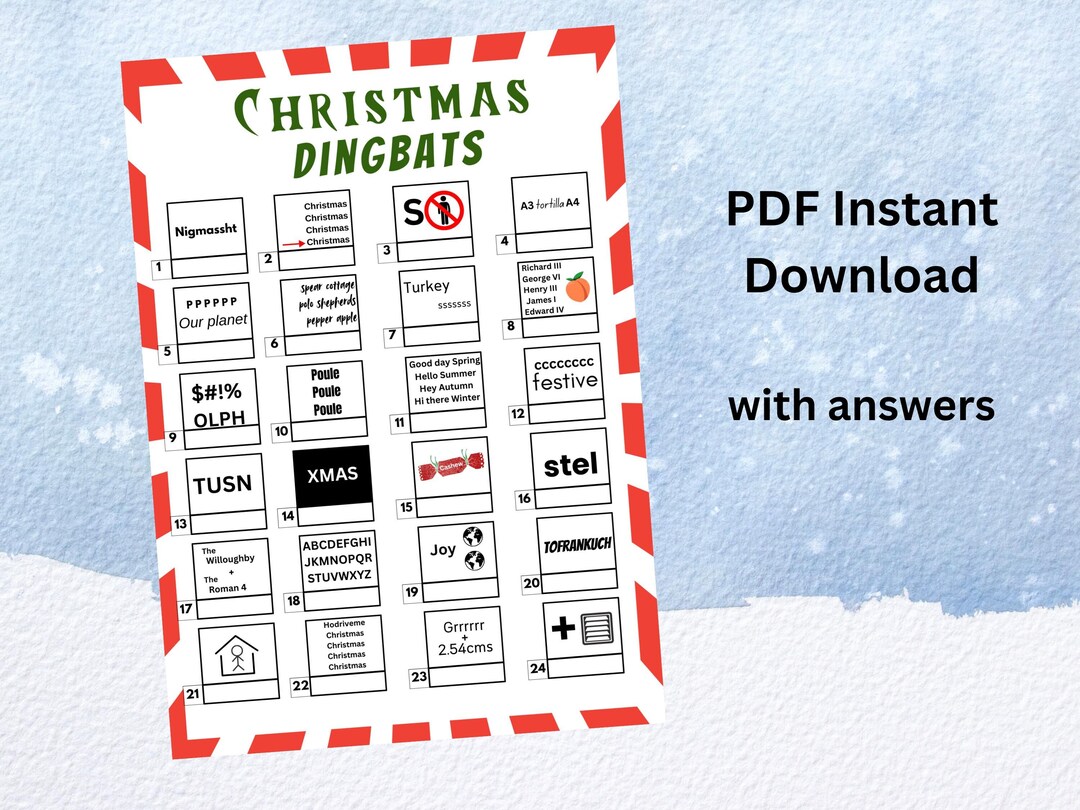 Downloadable Christmas Dingbat Puzzle Sheet - Etsy