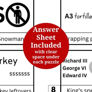 Christmas Party Quiz Dingbats Printable Downloadable Xmas Puzzle Photo Picture Round Adult Game Holiday image 4
