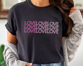Retro Love Graphic T-Shirt, Valentine Gift for Women
