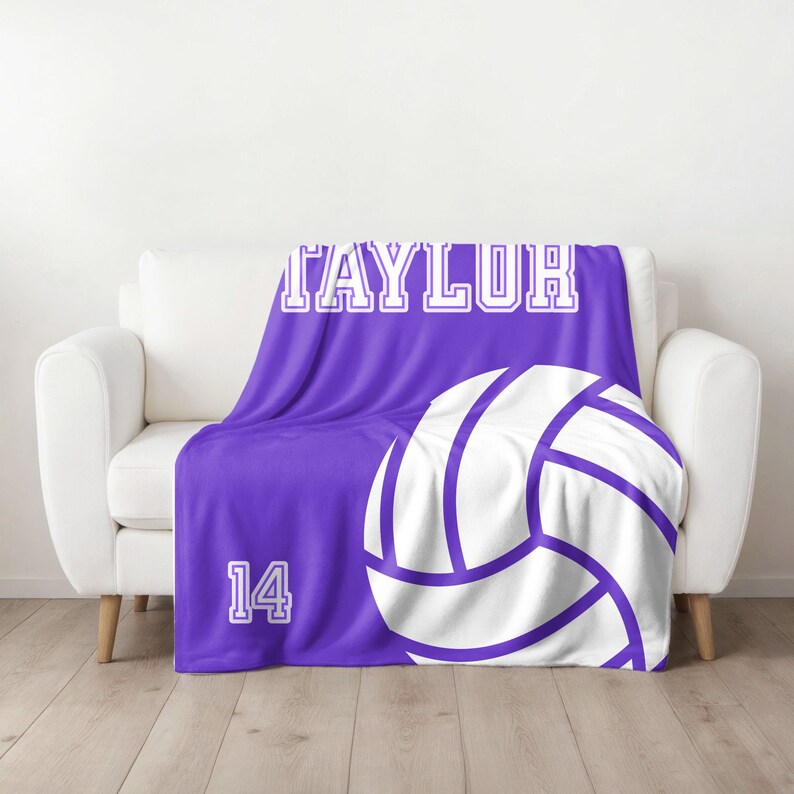 Volleyball Personalized Name Blanket, Volleyball Player Custom Name Blanket, Velveteen Minky Blanket, Custom Gifts Volleyball Team