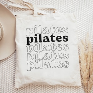 Pilates Cotton Canvas Tote Bag: Retro Style