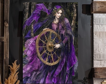 Frigg, Norse Mythology, Goddess of Marriage, Wife of Odin, Mother of Baldur, Fanart, Watercolor Art Print, Poster, Canvas, Wrapped Canvas
