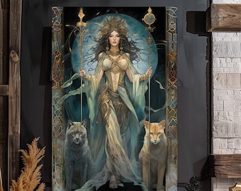 Freyja Goddess Norse Mythology, Goddess of Love and Beauty, Lady Freya, Digital Print, Watercolor Art Print, Poster, Canvas, Wrapped Canvas