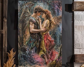 Orfeo y Eurídice, Mitología griega, Dioses, Saliendo del infierno, Orfeo, Eurídice, Impresión artística en acuarela, Póster, Lienzo, Lienzo envuelto