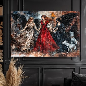 Hecate, Hekate, Goddess Greek Mythology, Magic and Moon, Night, Witchcraft, Fanart, Watercolor Art Print, Poster, Canvas, Wrapped Canvas