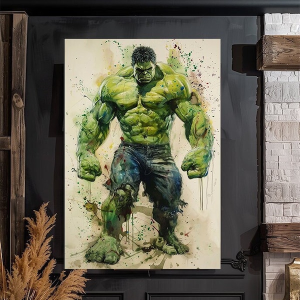 Hulk, Hulk Print, Hulk Poster, Superhero Poster, Superhero Print, Print, Poster, Art, Watercolor, Painting, Canvas Print, Wrapped Canvas