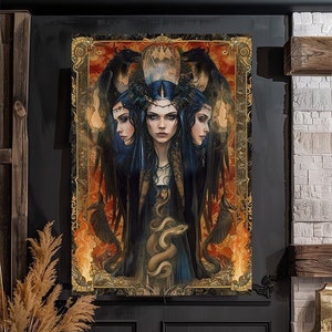Hecate, Hekate, Goddess Greek Mythology,  Magic and Moon, Night, Witchcraft, Fanart, Watercolor Art Print, Poster, Canvas, Wrapped Canvas