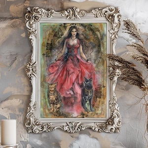 Freyja Goddess Norse Mythology, Goddess of Love and Beauty, Lady Freyja, Freya, Fanart, Watercolor Art Print, Poster, Canvas, Wrapped Canvas