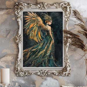 Phoenix Rebirth Woman, Symbol of Rebirth and Transformation, Strength and Resilience, Watercolor Art Print, Poster, Canvas, Wrapped Canvas