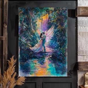 Eros und Psyche, griechische Mythologie Liebesgeschichte, Liebespaar, griechische Geschichte, griechische Legende, Fanart, Aquarell Kunstdruck, Poster, Leinwand, gewickelte Leinwand