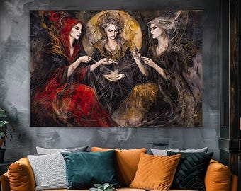 The Norns, Norse Mythology, Fate goddesses, Fate Gods, Urd, Verdandi and Skuld, Fanart, Watercolor Art Print, Poster, Canvas, Wrapped Canvas