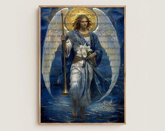 Archangel Gabriel, Divine Messenger, Angel of Wisdom, Revelations, Communication, Watercolor Art Print, Poster, Canvas, Wrapped Canvas
