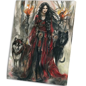 Hecate, Hekate, Goddess Greek Mythology,  Magic and Moon, Night, Witchcraft, Fanart, Watercolor Art Print, Poster, Canvas, Wrapped Canvas