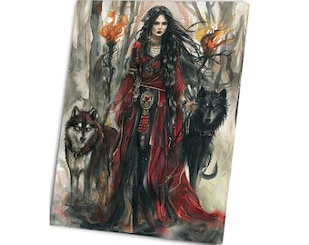Hecate, Hekate, Goddess Greek Mythology,  Magic and Moon, Night, Witchcraft, Fanart, Watercolor Art Print, Poster, Canvas, Wrapped Canvas