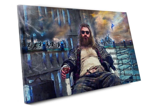 Painting Chris Hemsworth Wrapped Canvas Robert Downey Jr. Avengers Endgame Stretched Canvas Thor Iron Man Captain America