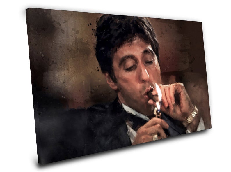 Watercolor Art Stretched Canvas Wrapped Canvas Scarface Tony Montana Al Pacino Painting