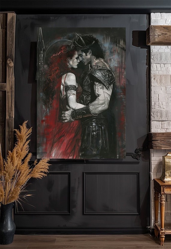 Hades and Persephone, Greek Gods Mythology, God and Goddess of the Underworld, Watercolor Art Print, Poster, Canvas, Wrapped Canvas