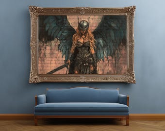Valkyrie, Norse Mythology, Woman Warrior, Fanart, Watercolor Art Print, Poster, Canvas, Wrapped Canvas