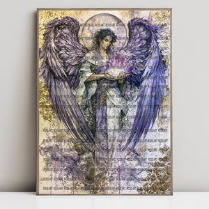 Archangel Zadkiel, Purple Flame, Violet Flame, Angel of Memory, Angel of Mercy, Watercolor Art Print, Poster, Canvas, Wrapped Canvas