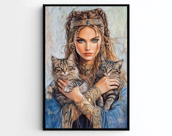 Freyja Goddess Norse Mythology, Goddess of Love and Beauty, Lady Freyja, Freya, Watercolor Art Print, Poster, Canvas, Wrapped Canvas