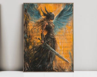 Valkyrie, Norse Mythology, Woman Warrior, Fanart, Watercolor Art Print, Poster, Canvas, Wrapped Canvas