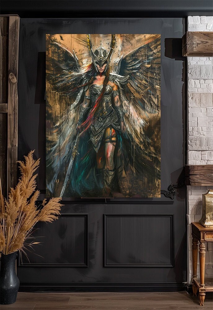Valkyrie, Norse Mythology, Woman Warrior, Fanart, Watercolor Art Print, Poster, Canvas, Wrapped Canvas