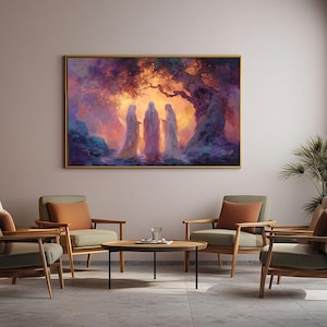 Las Nornas, Mitología Nórdica, Diosas del Destino, Dioses del Destino, Urd, Verdandi y Skuld, Arte de Fan, Impresión de Arte en Acuarela, Póster, Lienzo, Lienzo Envuelto