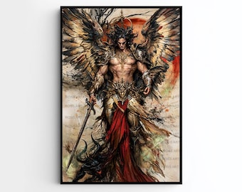 Archangel Michael, Spiritual Warrior, Powerful Protector, Leader of Angels, Angel Art, Watercolor Art Print, Poster, Canvas, Wrapped Canvas