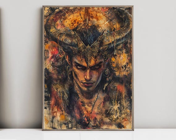ルシファー、堕天使、悪魔、サタン、邪悪な天使、水彩画、ポスター