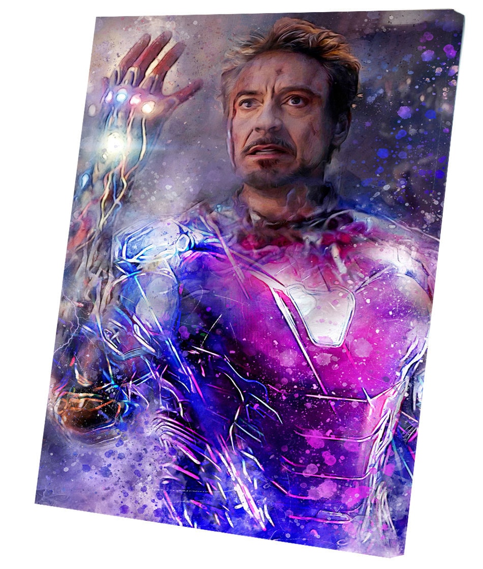 Painting Chris Hemsworth Wrapped Canvas Robert Downey Jr. Avengers Endgame Stretched Canvas Thor Iron Man Captain America