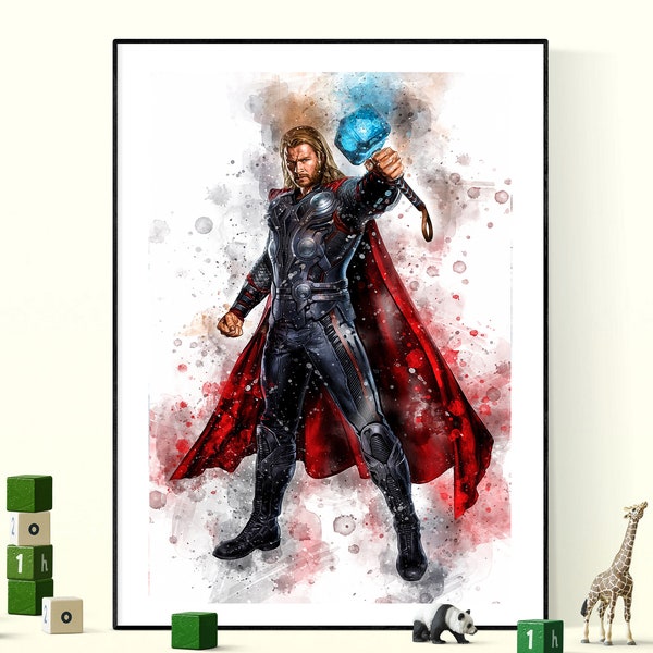 Thor, Avengers Endgame, Chris Hemsworth, Superhero, Digital Download, Print, Poster, Art, Watercolor, Painting