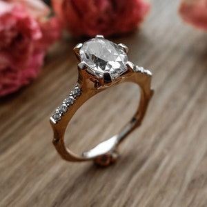 Alternative Engagement Ring, Aquamarine Engagement Ring, Nature Inspired Engagement Ring, Unique Engagement Ring Nature Inspired
