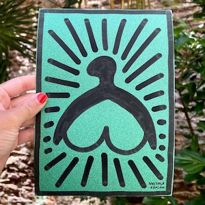 Glitter clitoris, hand-painted and signed illustration, clit, vulva, feminist decoration