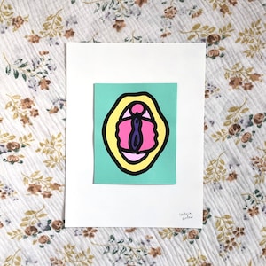 Carte dicklit - illustration peinte à la main et signée - décoration féministe