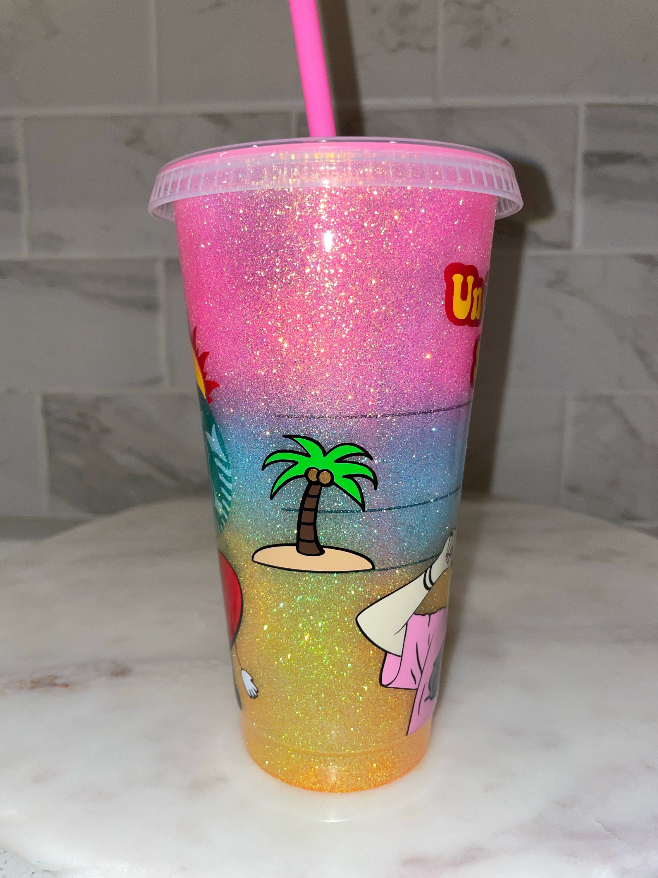 Un Verano Sin Ti Bad Bunny 16 oz Glass Cup with lip and straw – Aina